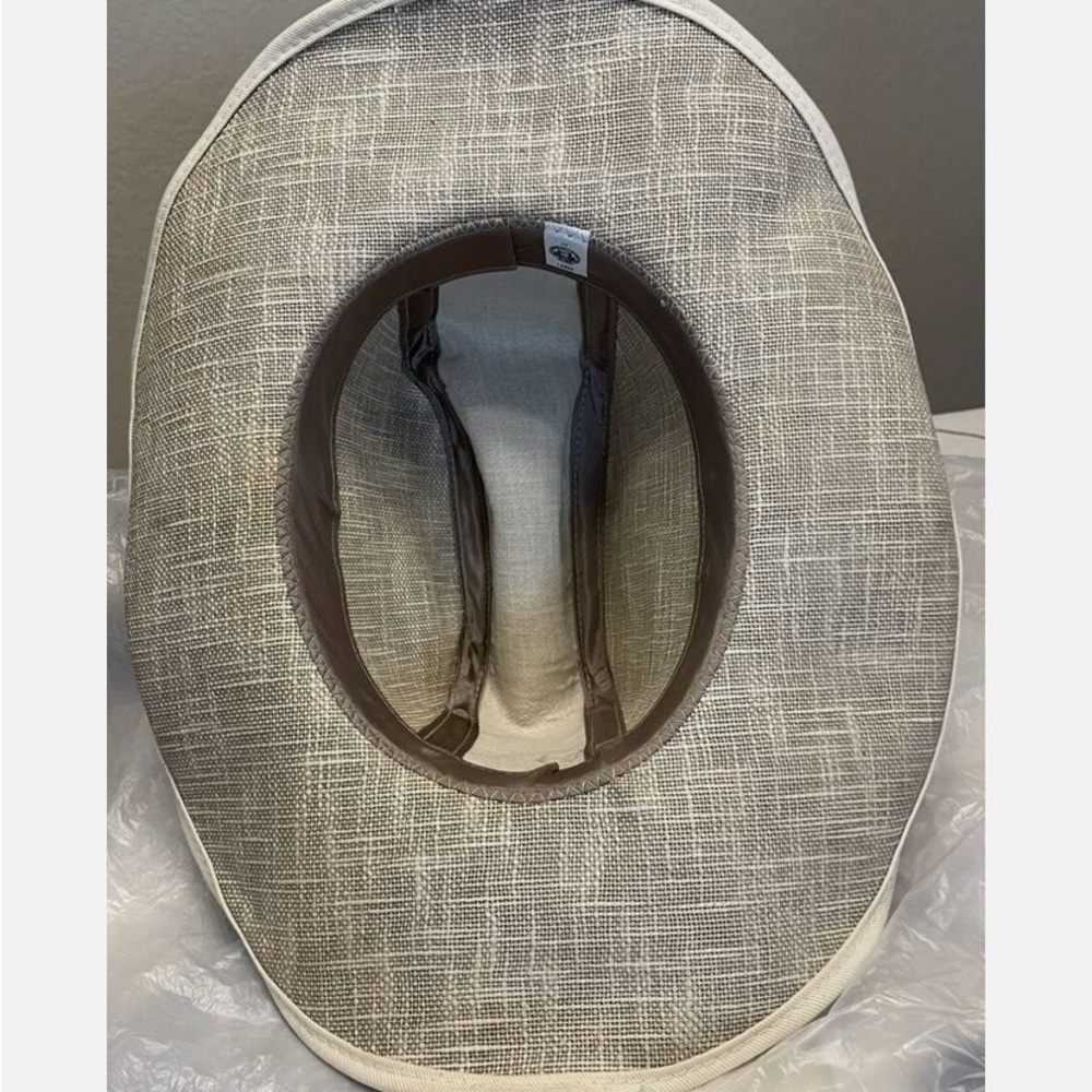 Vintage 1980s Waxed Linen Cowboy Rain Hat Western  Never Worn  Feather Accent - Picture 5 of 9